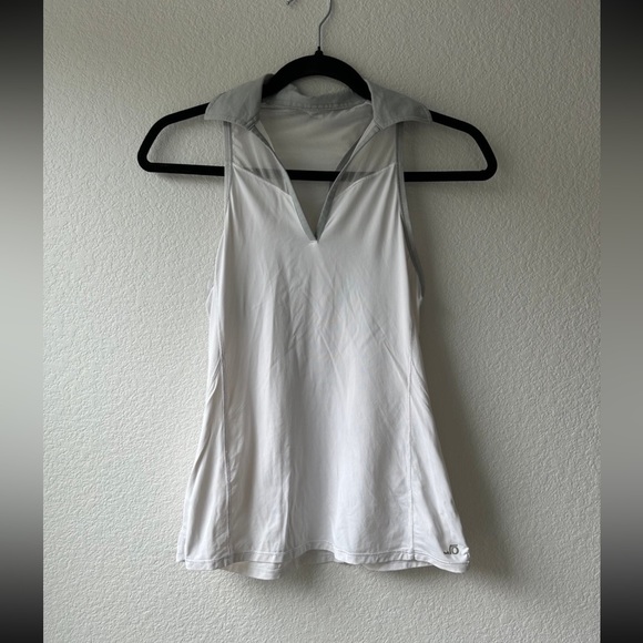 Alo White with Mesh collared Racerback Tank Top - Picture 1 of 5